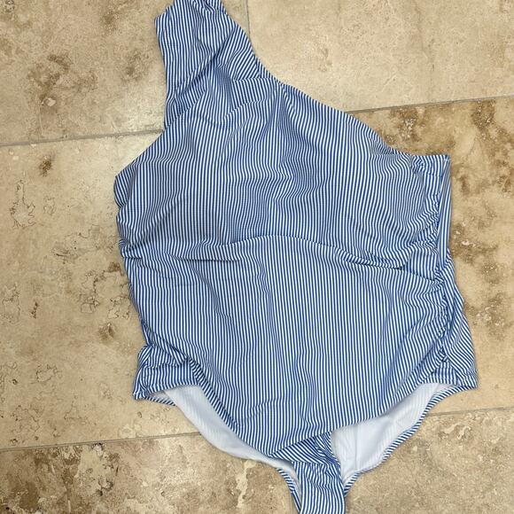 J.Crew Ruched One Shoulder One Piece Striped Swimsuit Plus Size US 24 NWT - Picture 10 of 12